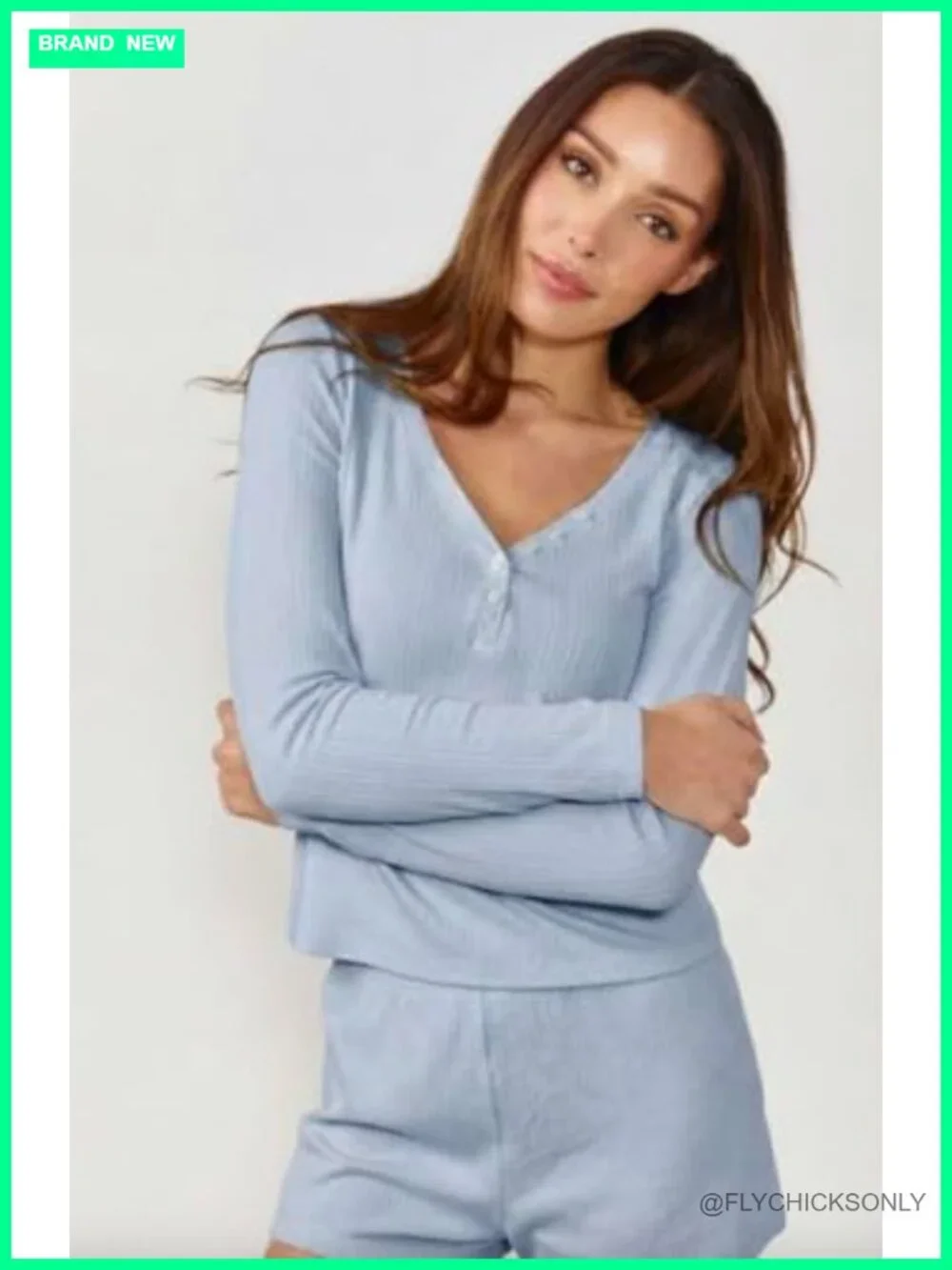 Pointelle Pajama Set, Long Sleeve and Shorts, Soft Sleepwear, Matching Nightwear
